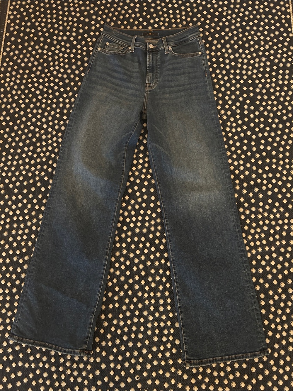 7 For All Mankind Women's Dark Blue Wide-Leg Jeans
